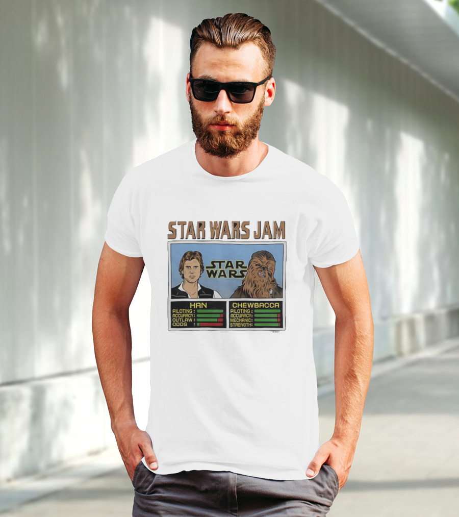 Star Wars Jam Han Chewbacca Piloting Accuracy Outlaw Strength T-Shirt