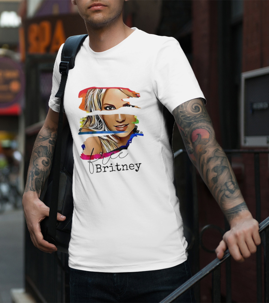 "Free Britney Spears Colorful Streak Portrait" T-Shirt