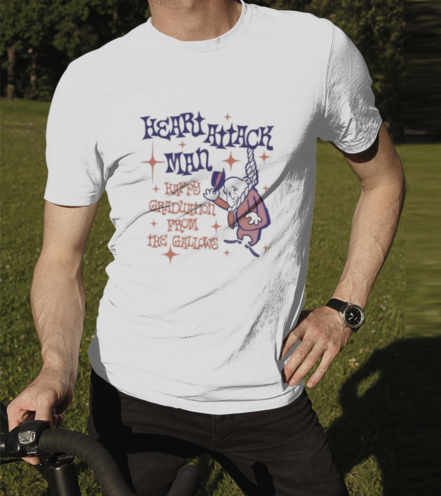 Heart Attack Man Happy Graduation From The Gallows Hanging Character Retro Style T-Shirt