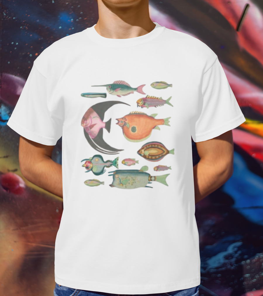 Fugly Fish Large Moon And Colorful Creatures T-Shirt