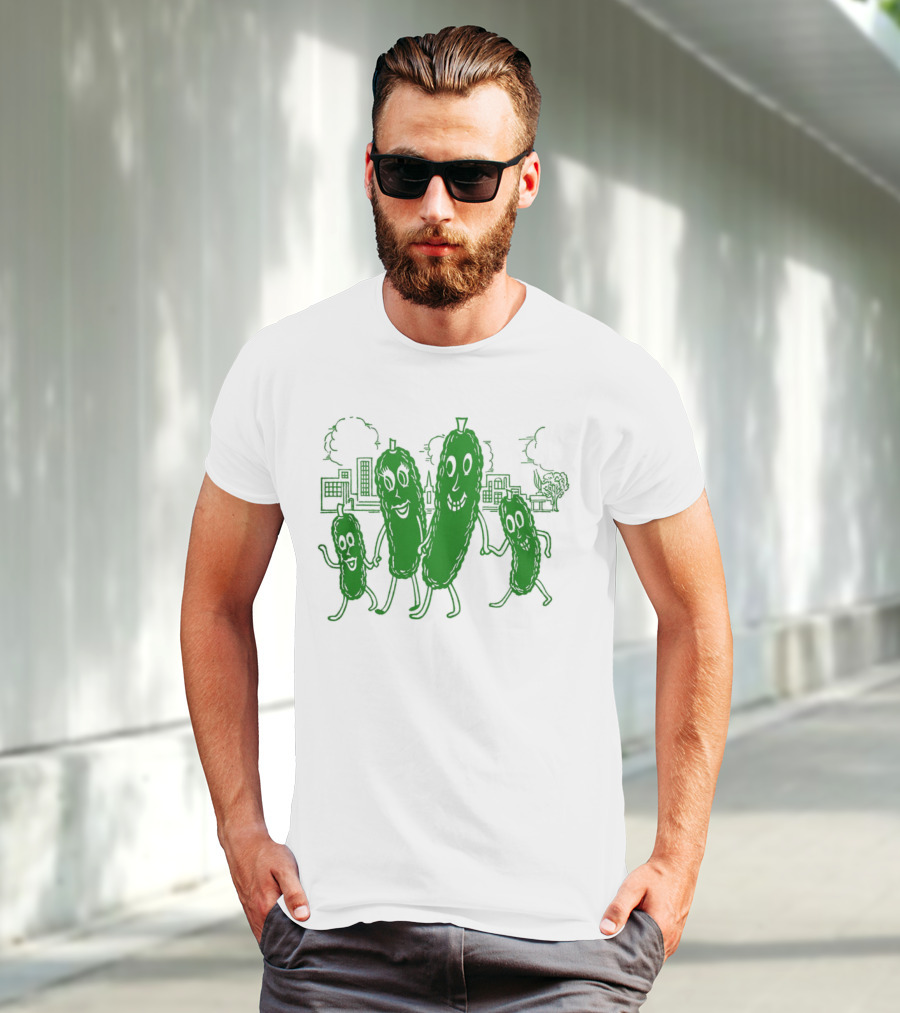 Vintage Pickle Family With Cityscape Background Vintage T-Shirt