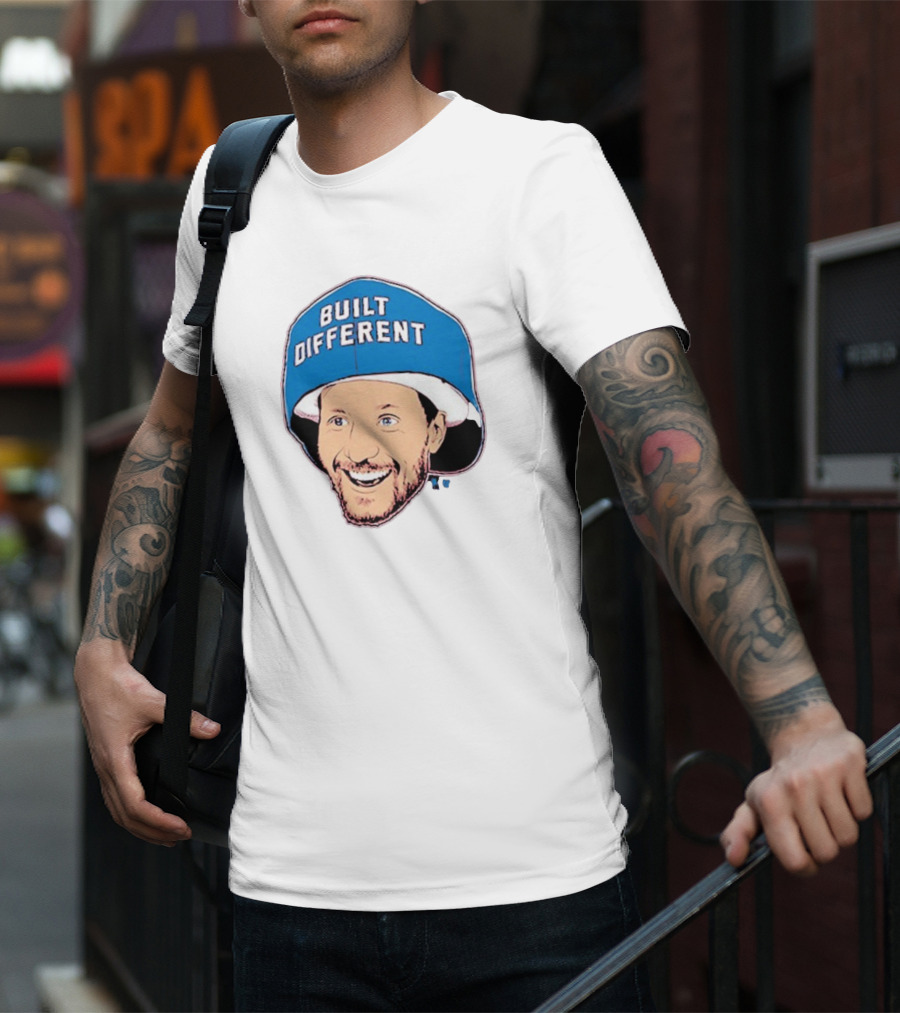 Gabriel Landeskog Built Different Blue Helmet Illustration T-Shirt