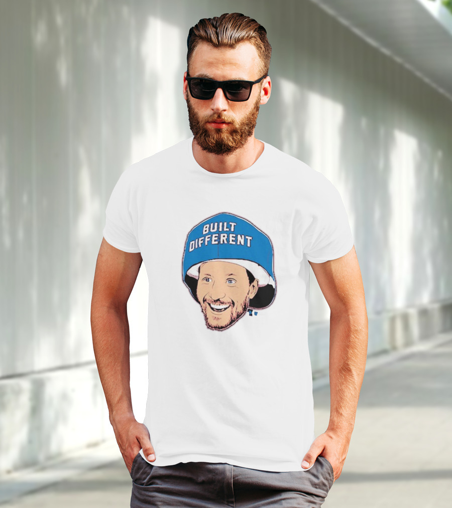 Gabriel Landeskog Built Different Blue Helmet Illustration T-Shirt