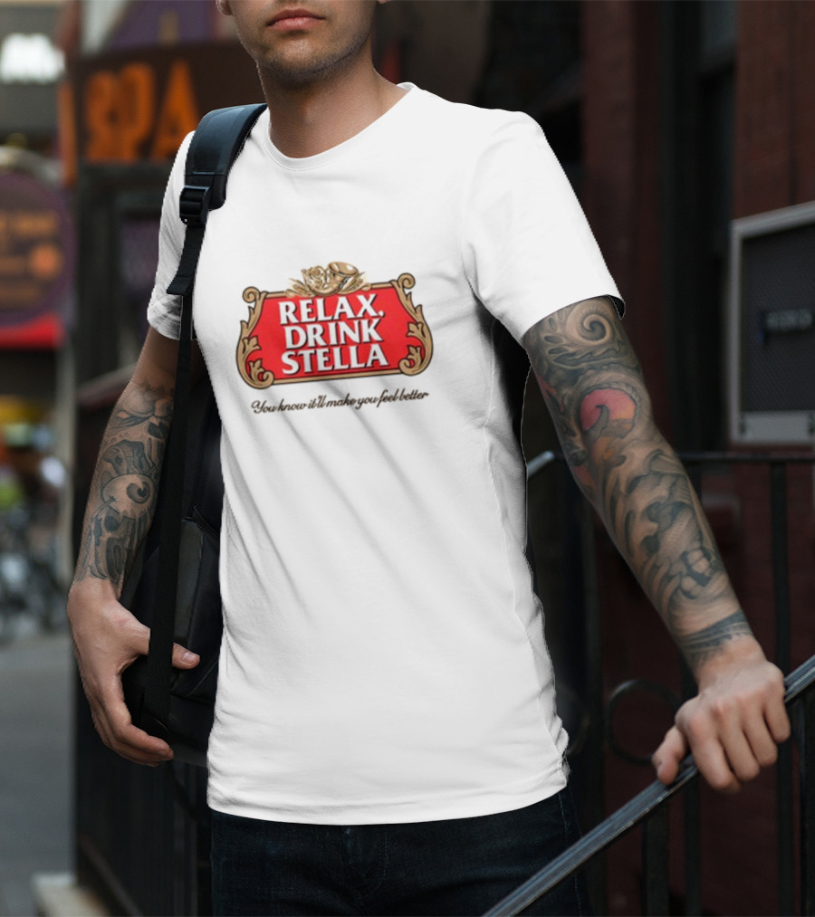 Houseofharry Relax Drink Stella Belgian Beer Inspired Crest T-Shirt