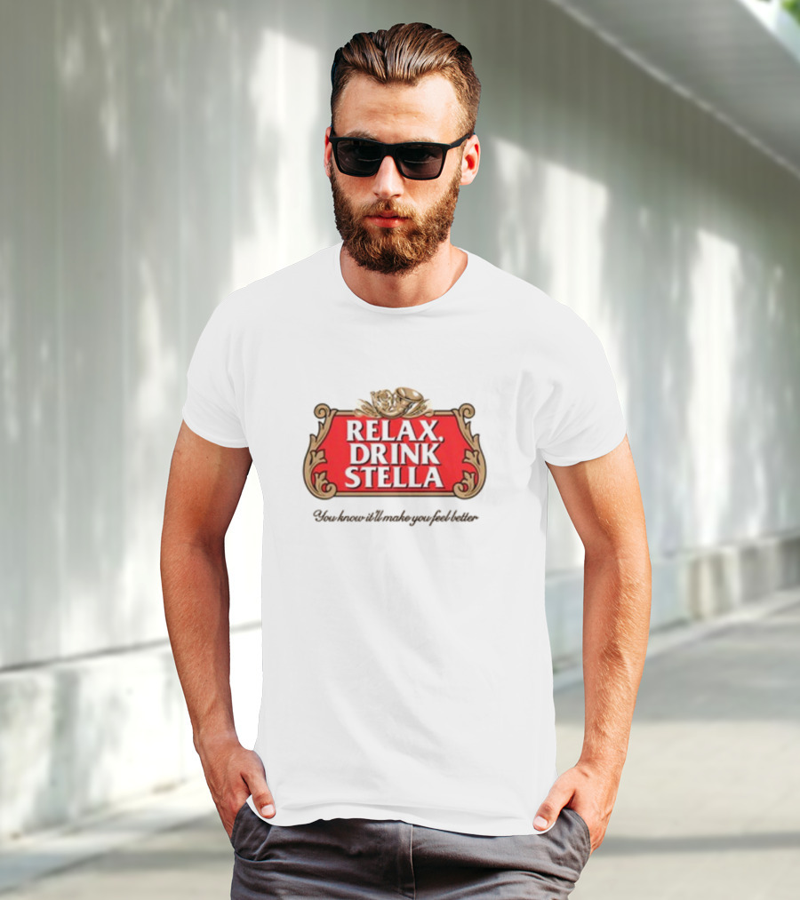 Houseofharry Relax Drink Stella Belgian Beer Inspired Crest T-Shirt