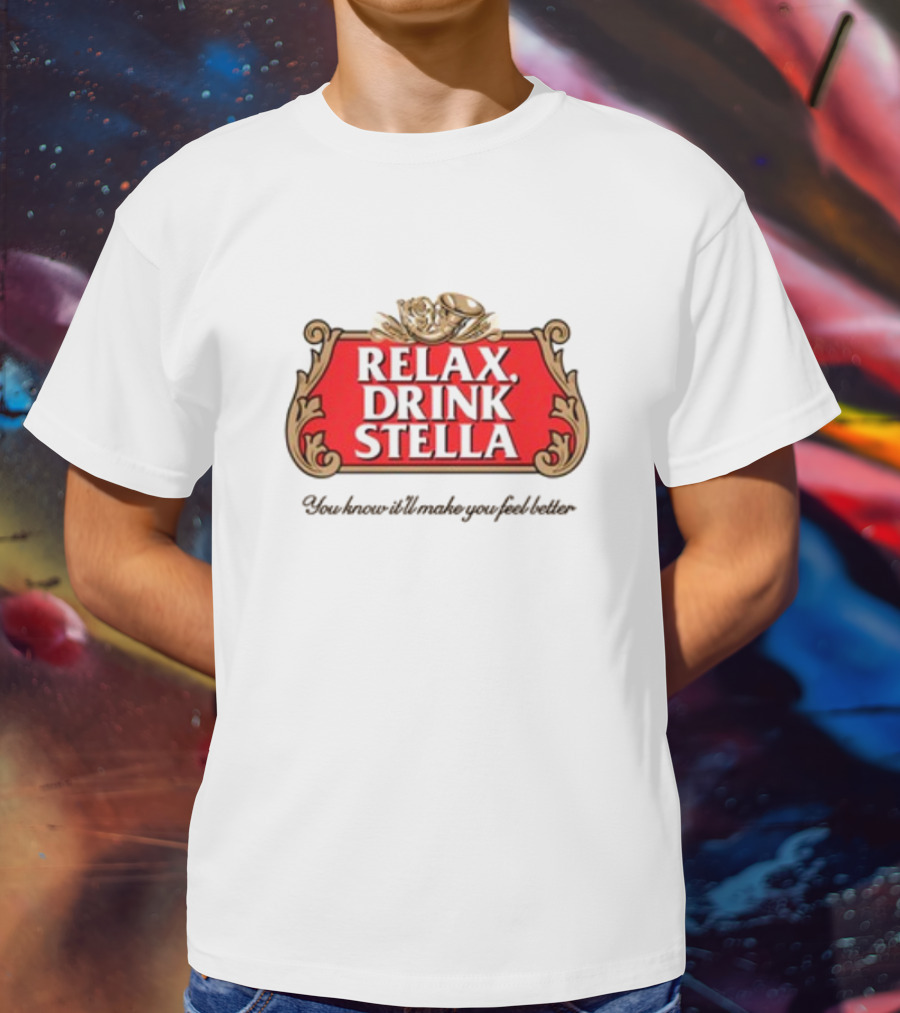 Houseofharry Relax Drink Stella Belgian Beer Inspired Crest T-Shirt