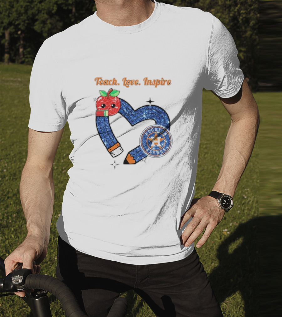 Teach Love Inspire Houston Astros Apple Heart T-Shirt