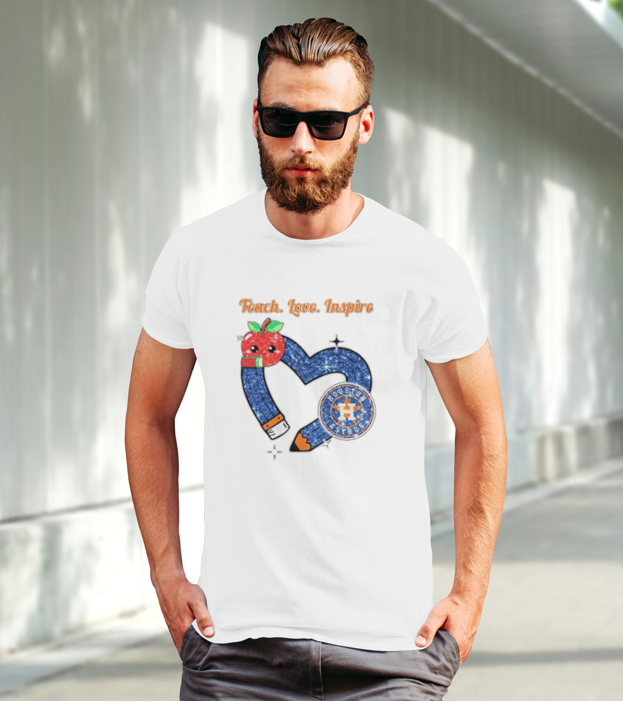 Teach Love Inspire Houston Astros Apple Heart T-Shirt