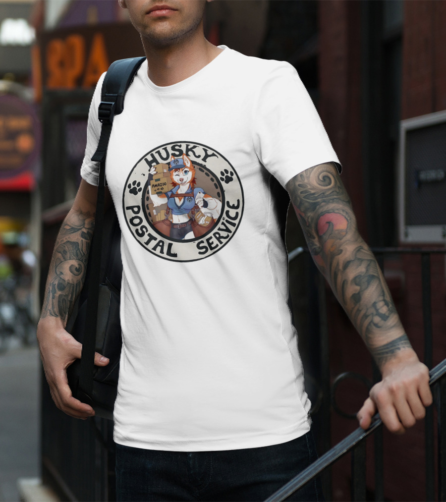 Husky Postal Service Amazoo Paw Print Circle T-Shirt