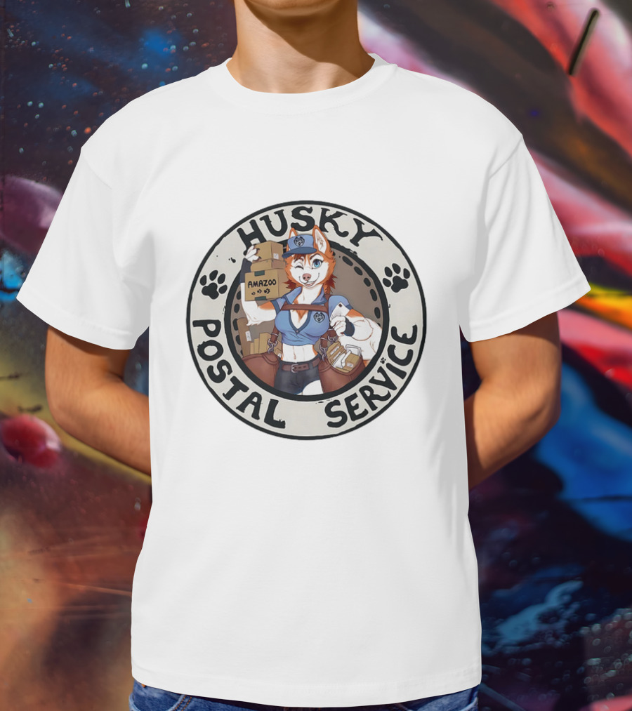 Husky Postal Service Amazoo Paw Print Circle T-Shirt