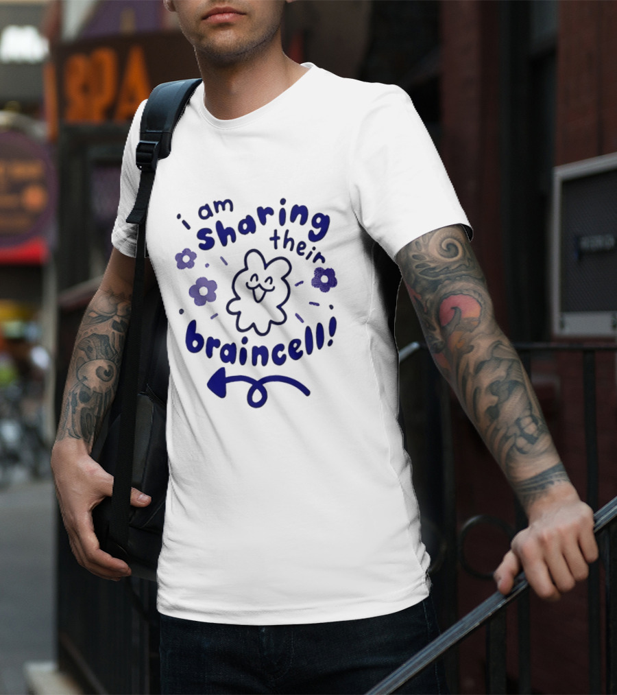 I Am Sharing Their Braincell Funny Flower Cartoon T-Shirt