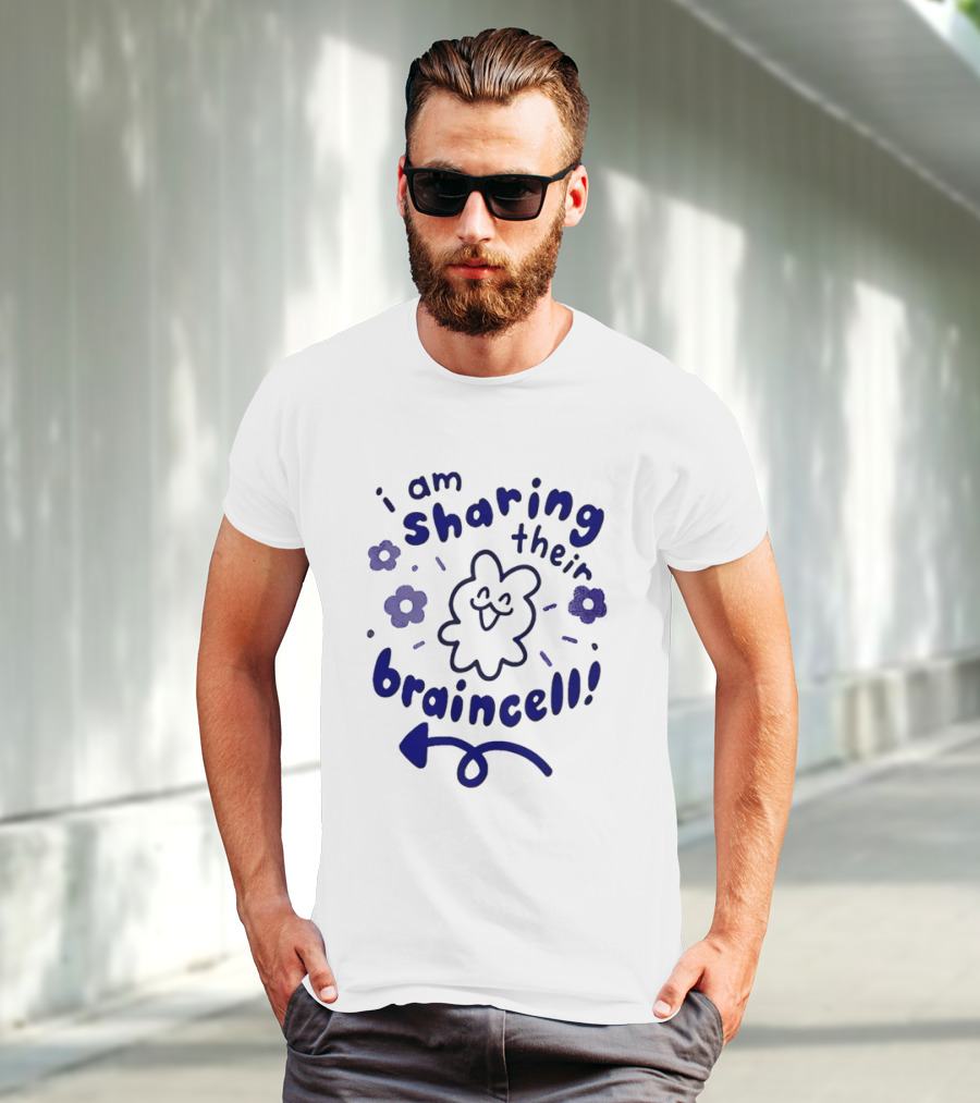 I Am Sharing Their Braincell Funny Flower Cartoon T-Shirt