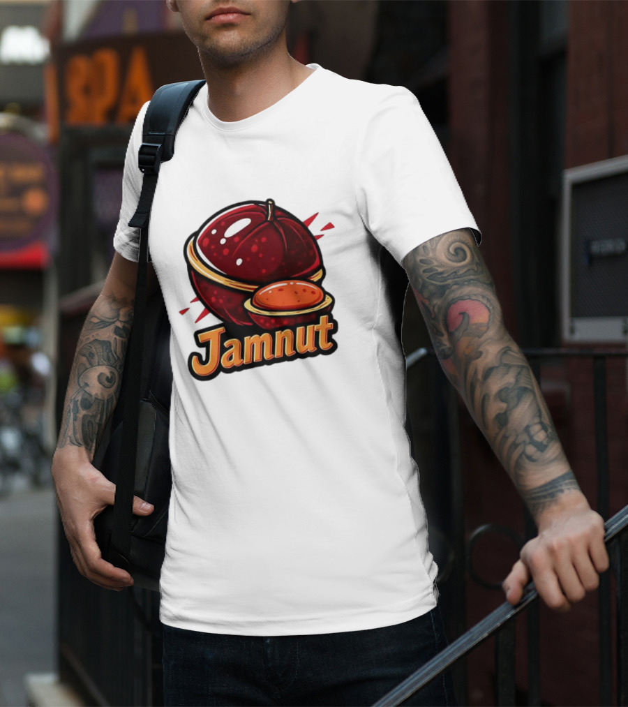 Jamnut Bold Fruit Style Text And Iconic Split Shell Nut T-Shirt