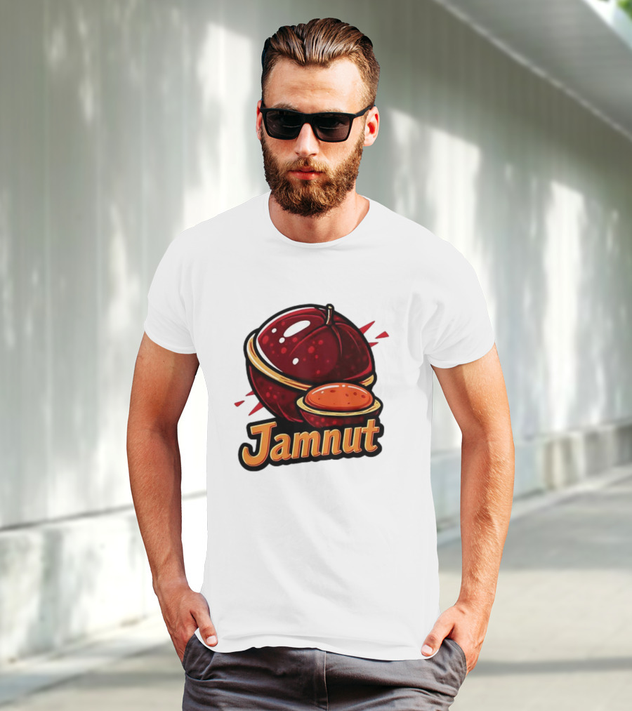 Jamnut Bold Fruit Style Text And Iconic Split Shell Nut T-Shirt
