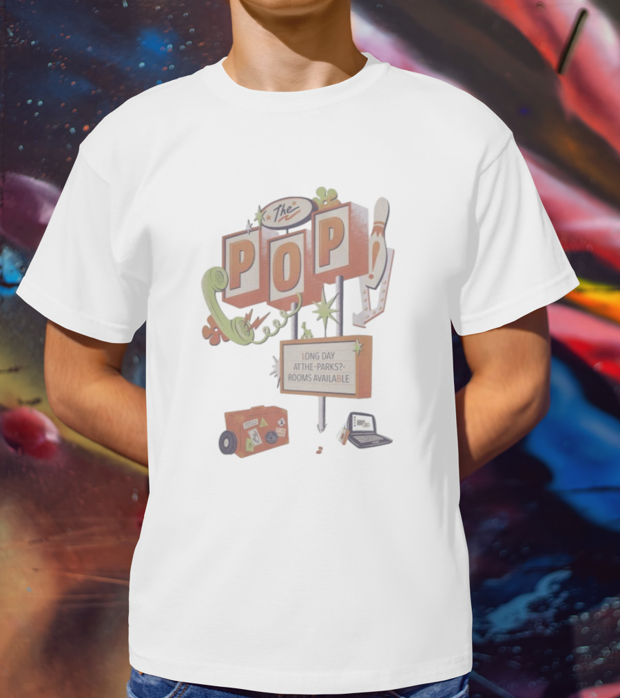 The Pop Long Day At The Parks Rooms Available Retro Sign With Bowling And Telephone Elements T-Shirt