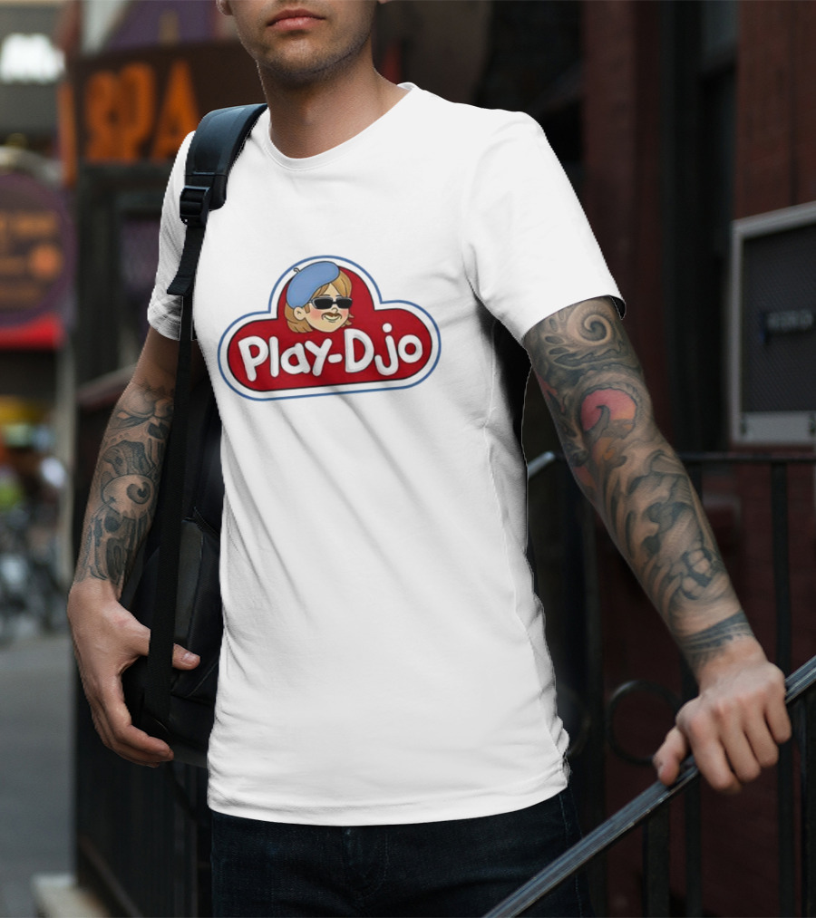 Play-Djo Joe Keery Character Illustration With Blue Beret T-Shirt
