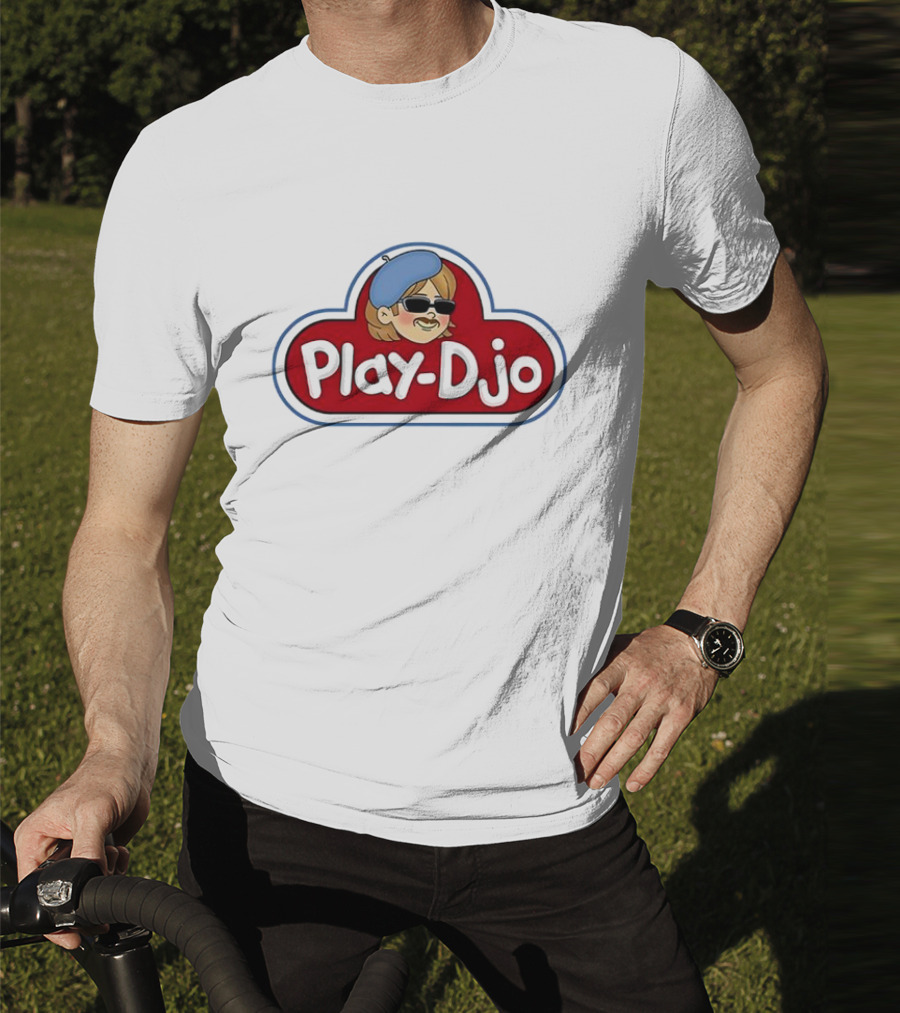 Play-Djo Joe Keery Character Illustration With Blue Beret T-Shirt