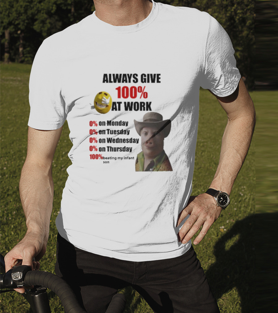 John Pork Always Give 100% At Work Emoji Cowboy Hat T-Shirt