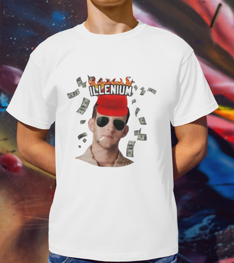 Illenium Flaming Cap Smoking Dollar Bills 2025 T-Shirt