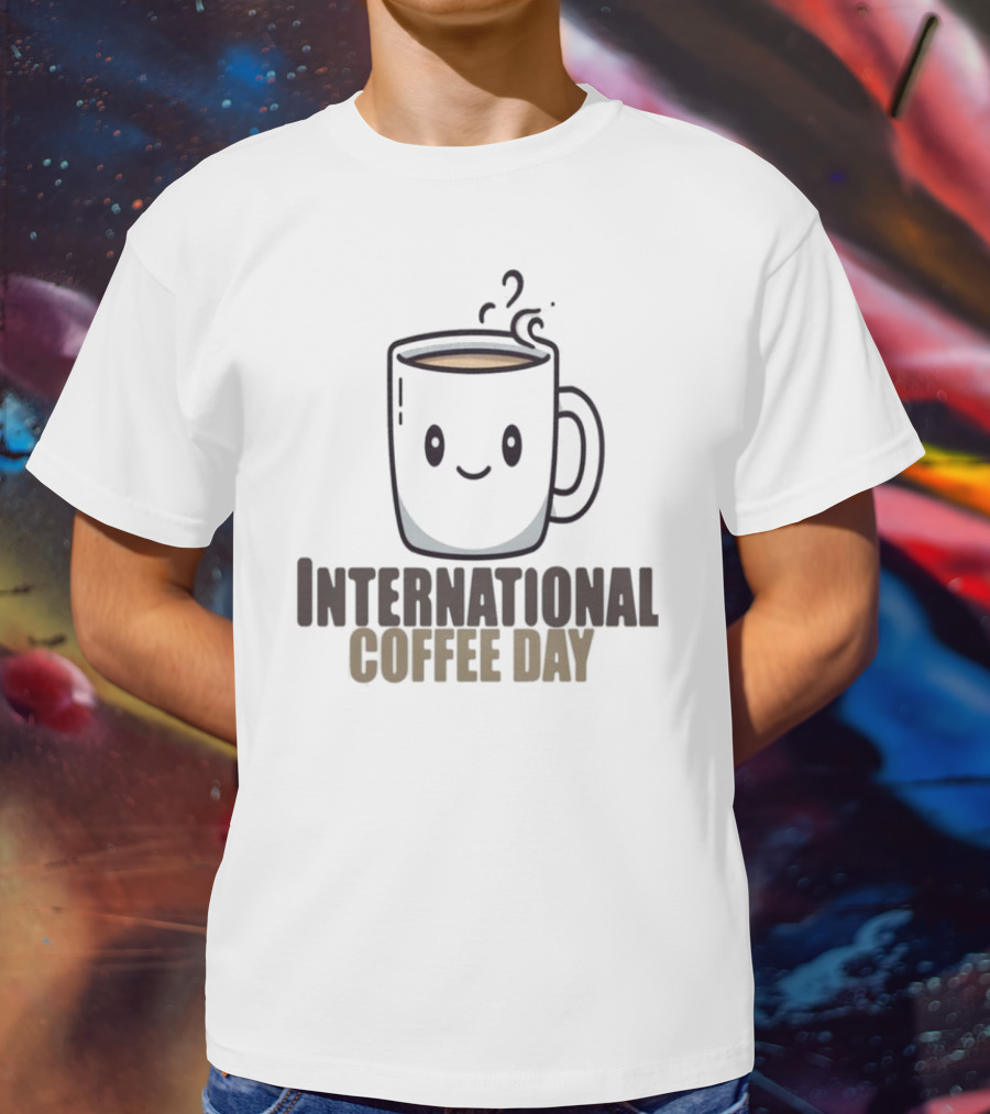 International Coffee Day Smiling Graphic T-Shirt
