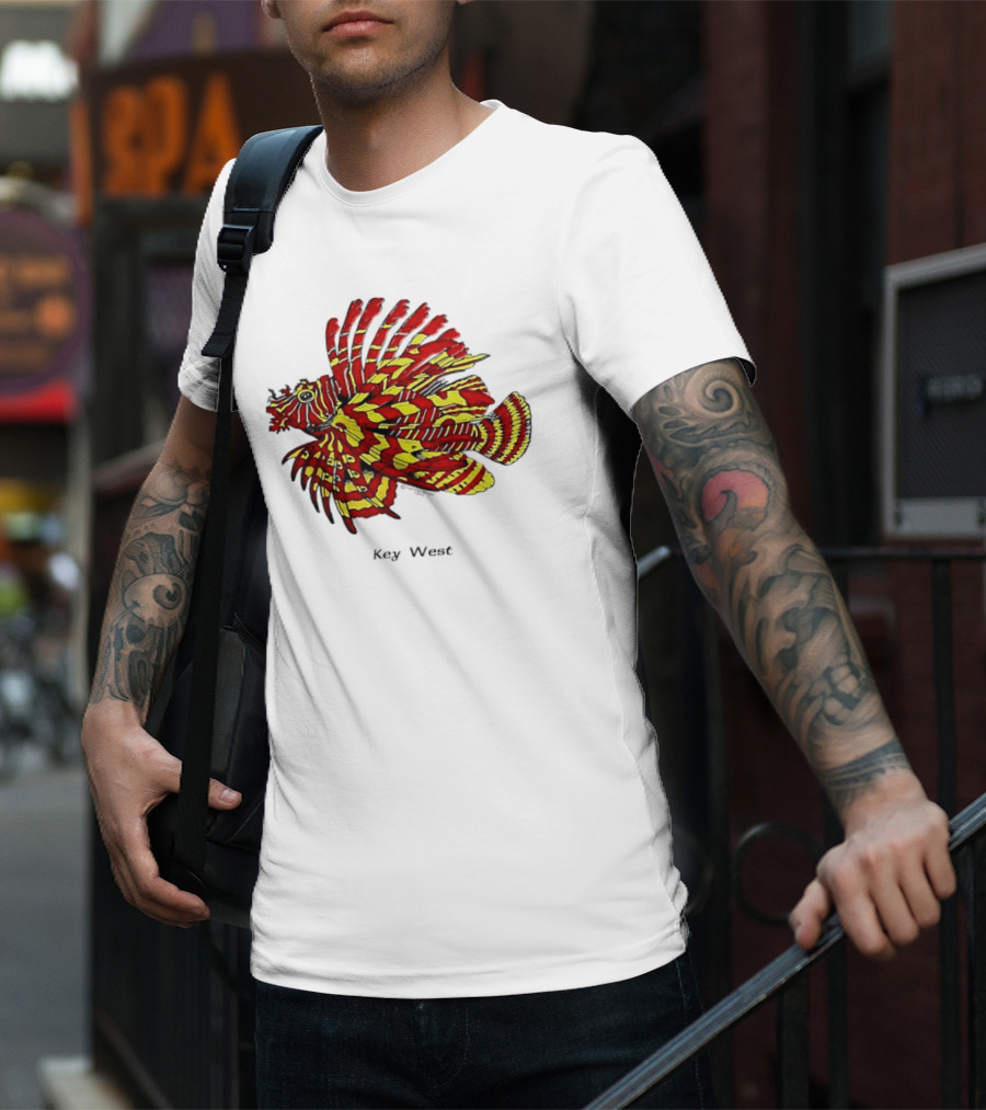Key West Vibrant Red Yellow Lionfish T-Shirt