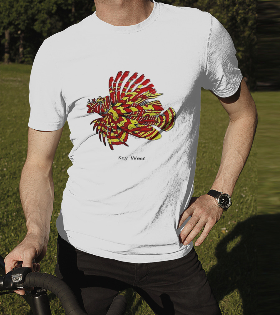 Key West Vibrant Red Yellow Lionfish T-Shirt