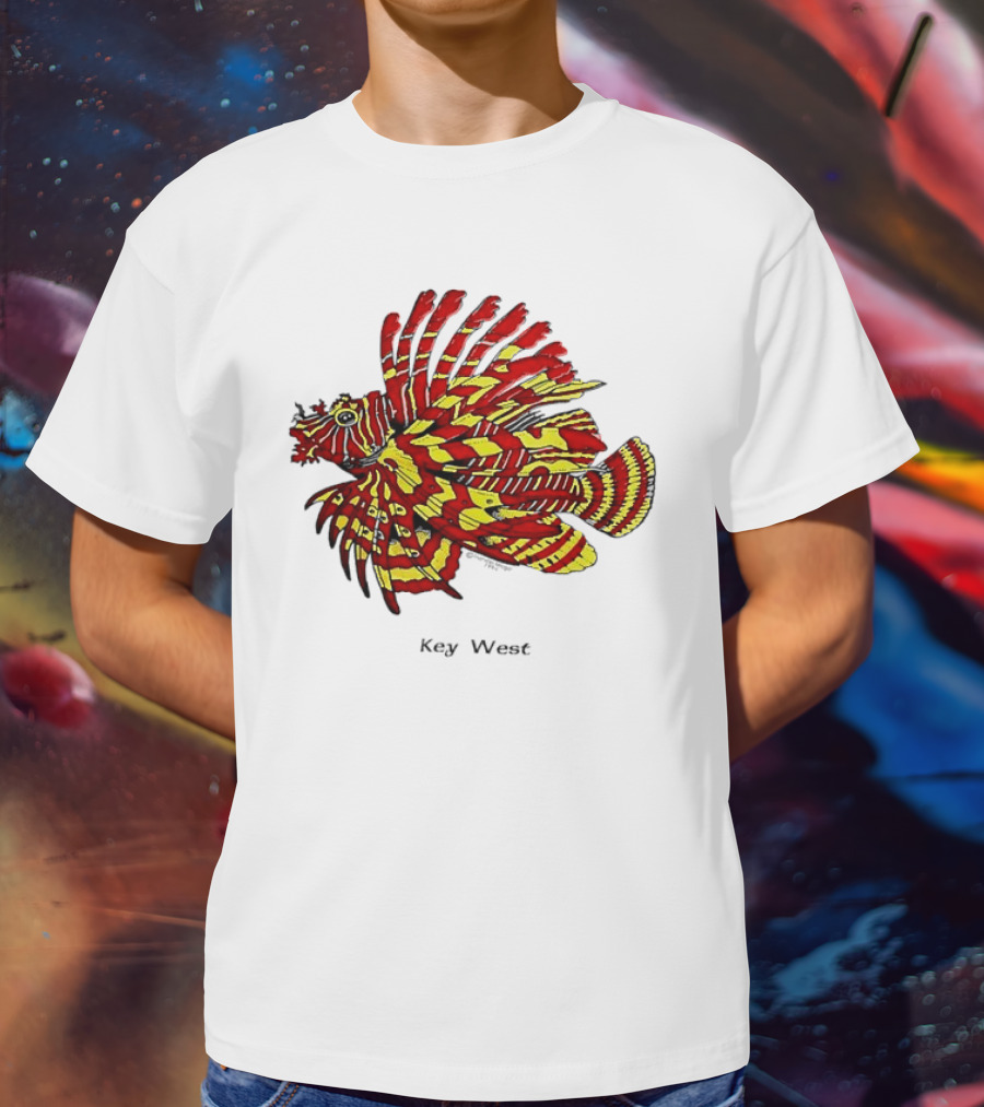 Key West Vibrant Red Yellow Lionfish T-Shirt