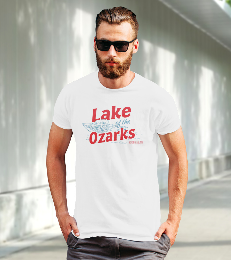 Lake Of The Ozarks Osage Beach MO Retro Boat Illustration T-Shirt