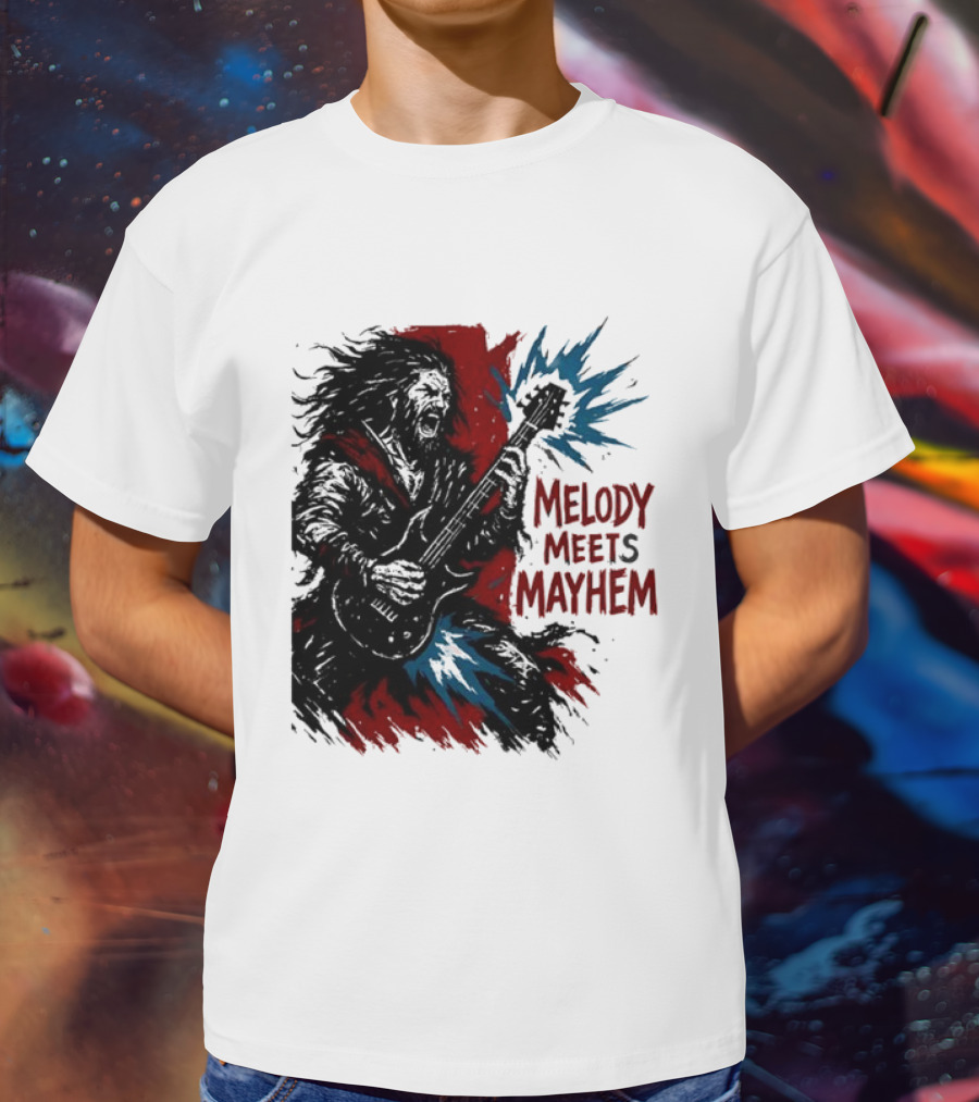 Melody Meets Mayhem Electric Red And Blue Burst T-Shirt