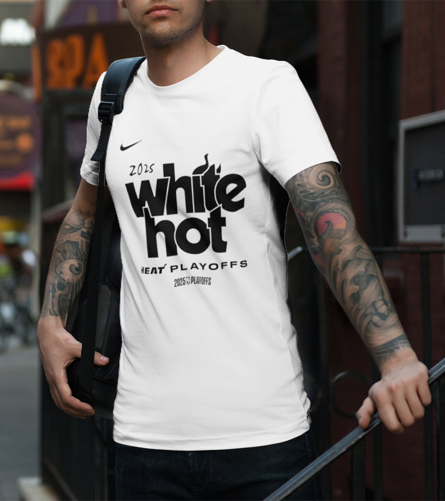 Miami Heat White Hot 2025 Playoffs NBA T-Shirt