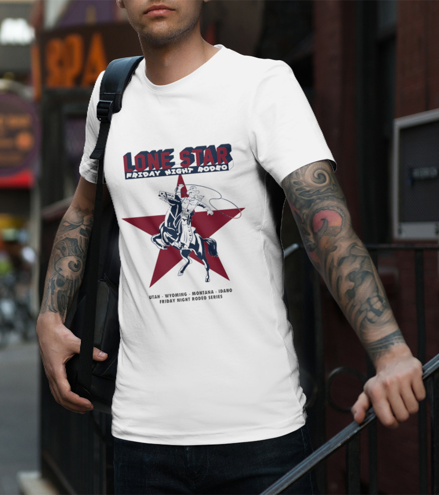 Lone Star Friday Night Rodeo Cowboy Lasso And Red Star T-Shirt