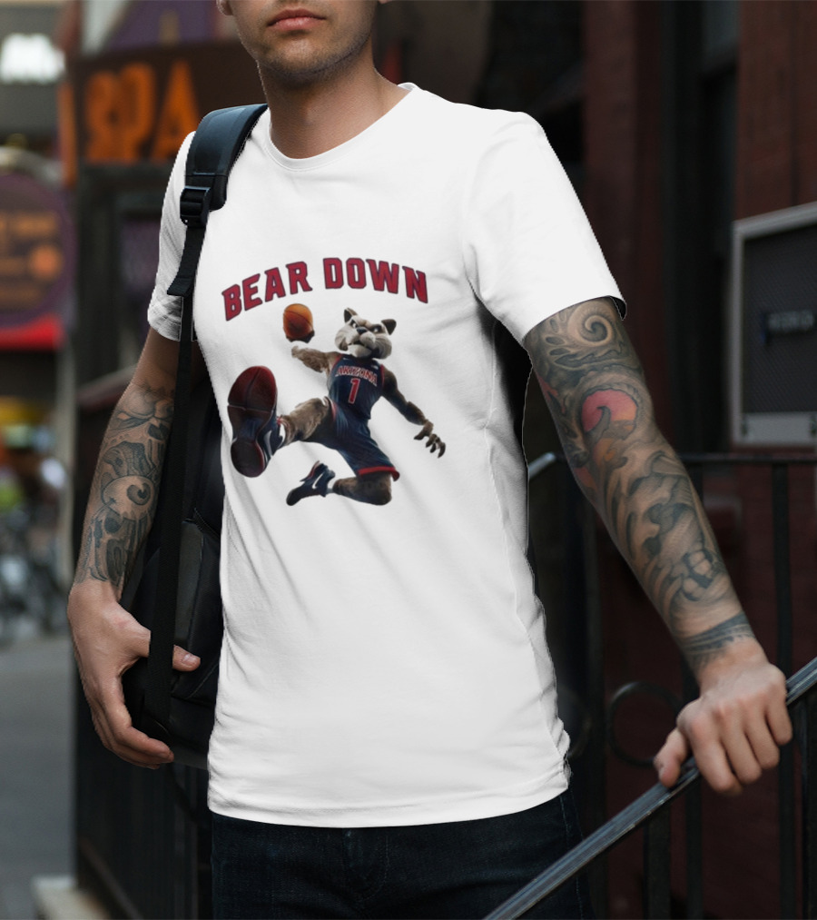 Bear Down Arizona Wildcats 2025 Mascot Basketball Action T-Shirt
