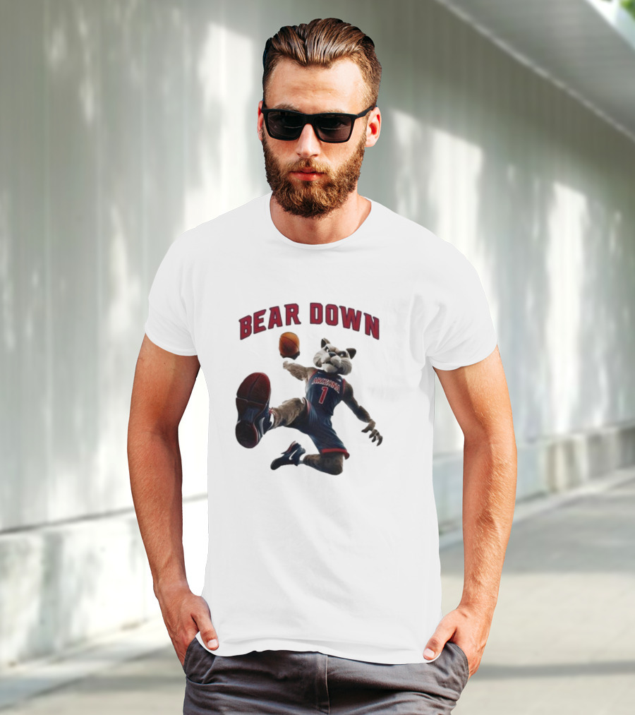 Bear Down Arizona Wildcats 2025 Mascot Basketball Action T-Shirt
