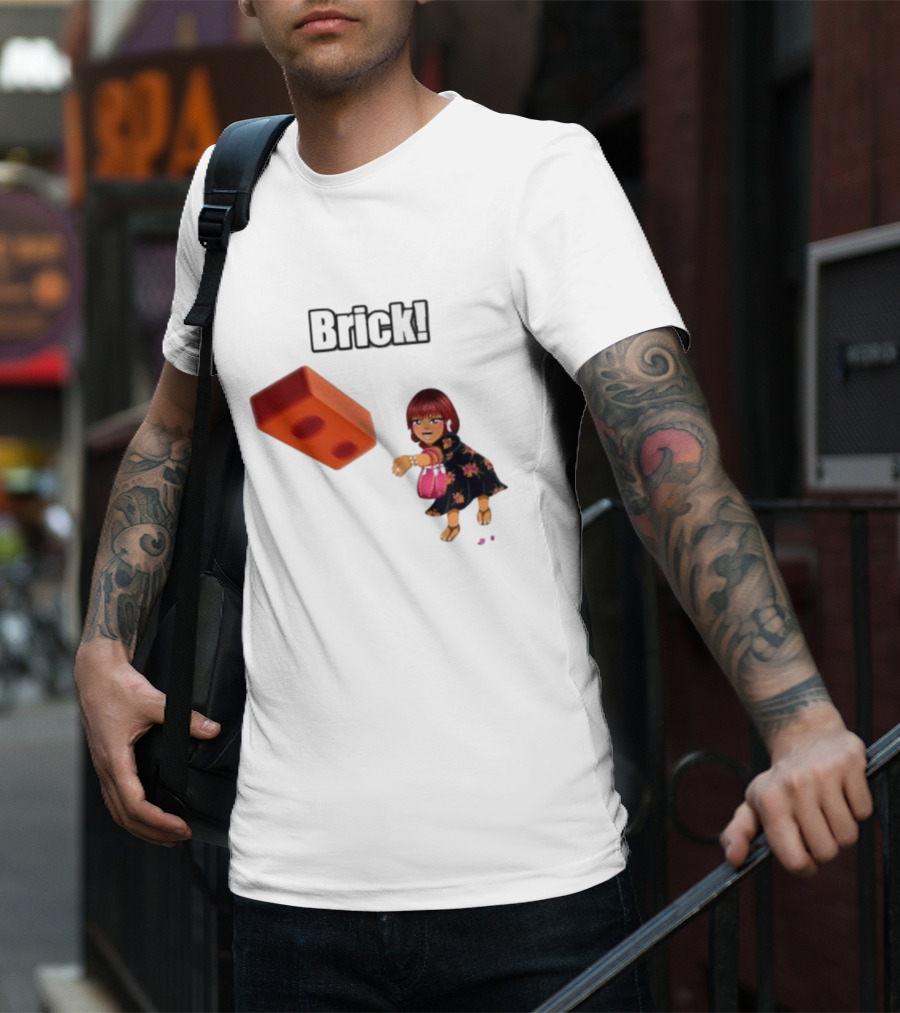 "Brick! Lushious Massacr Character With Red Brick" T-Shirt