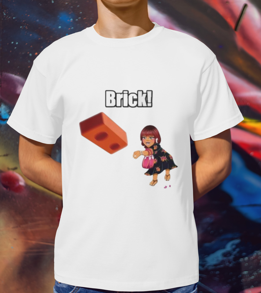 "Brick! Lushious Massacr Character With Red Brick" T-Shirt