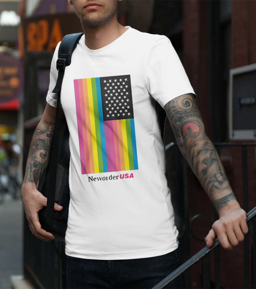 New Order USA Rainbow Flag Stars T-Shirt