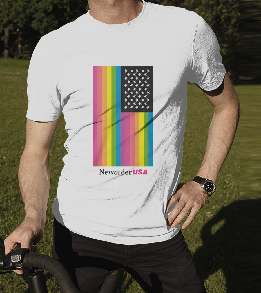New Order USA Rainbow Flag Stars T-Shirt