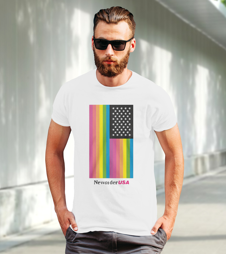 New Order USA Rainbow Flag Stars T-Shirt
