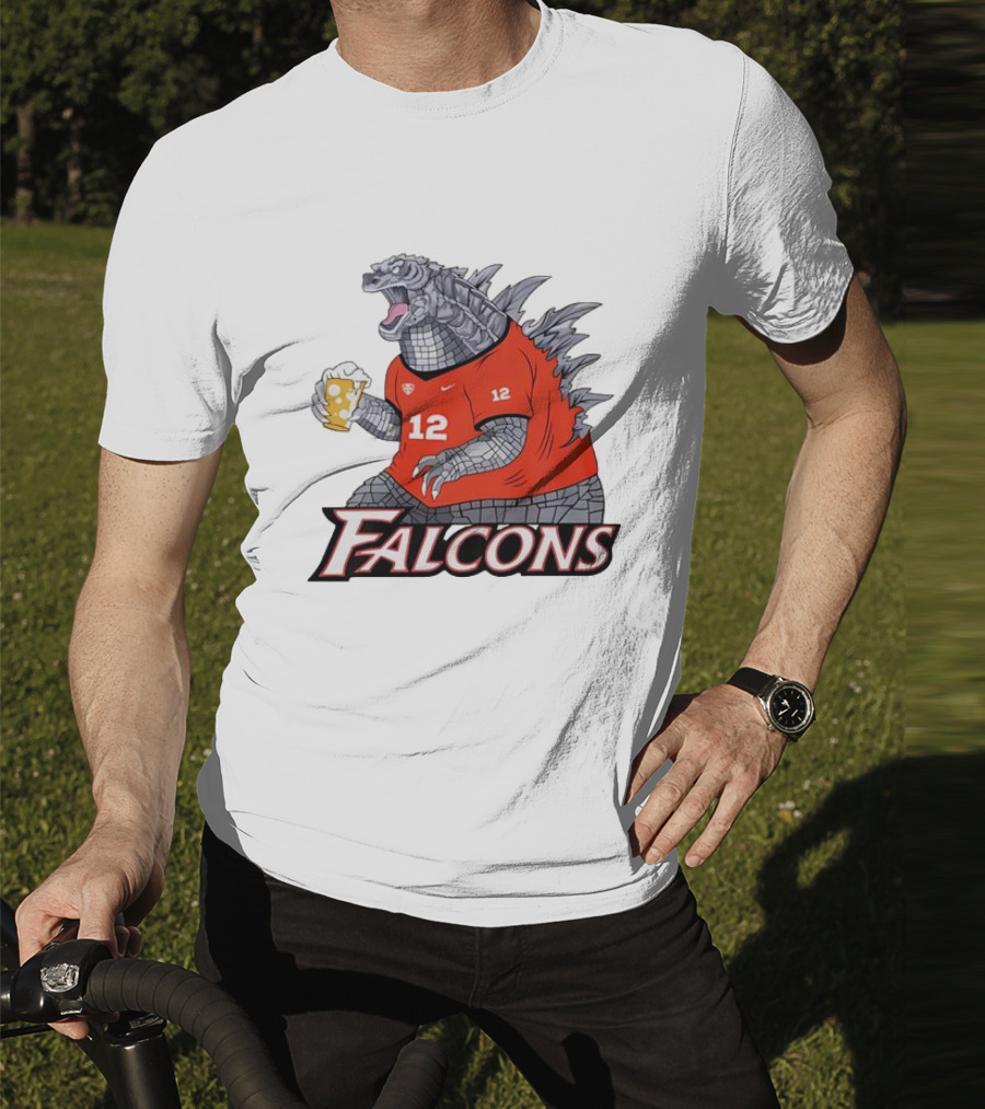 Atlanta Falcons Godzilla Monster Holding Beer T-Shirt