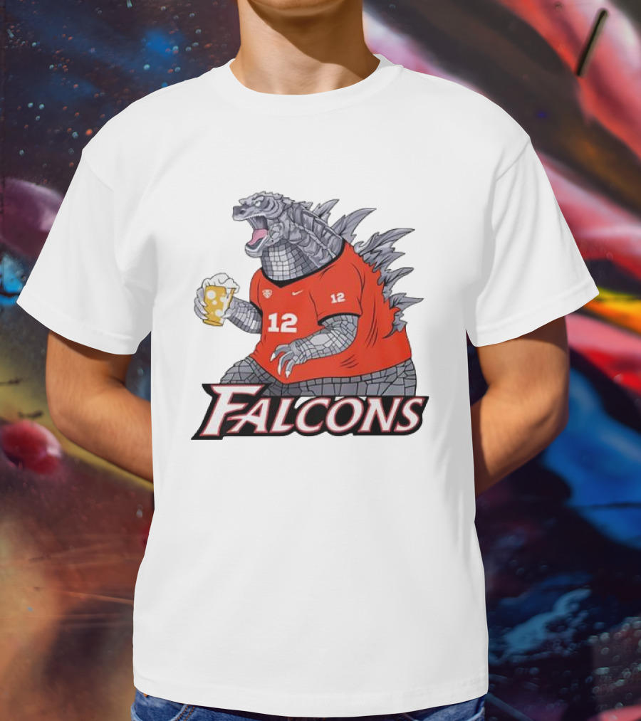 Atlanta Falcons Godzilla Monster Holding Beer T-Shirt
