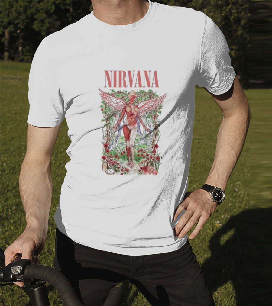 Nirvana In Utero Angel With Red Wings Amidst Wilderness T-Shirt