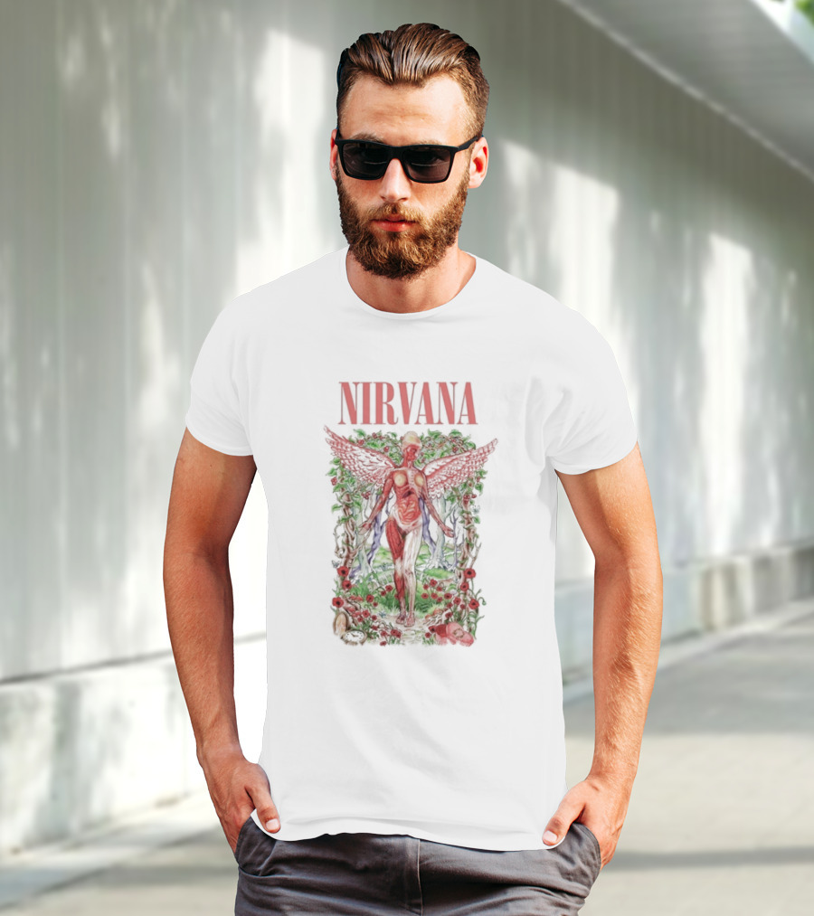 Nirvana In Utero Angel With Red Wings Amidst Wilderness T-Shirt