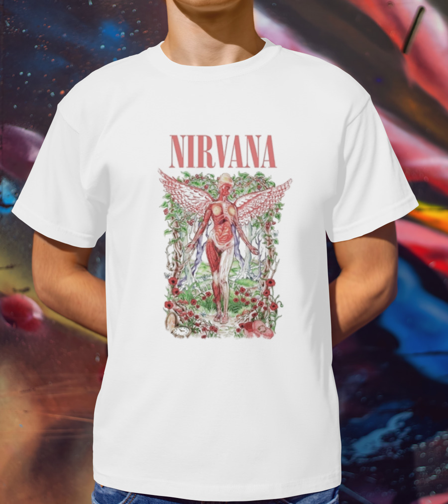 Nirvana In Utero Angel With Red Wings Amidst Wilderness T-Shirt