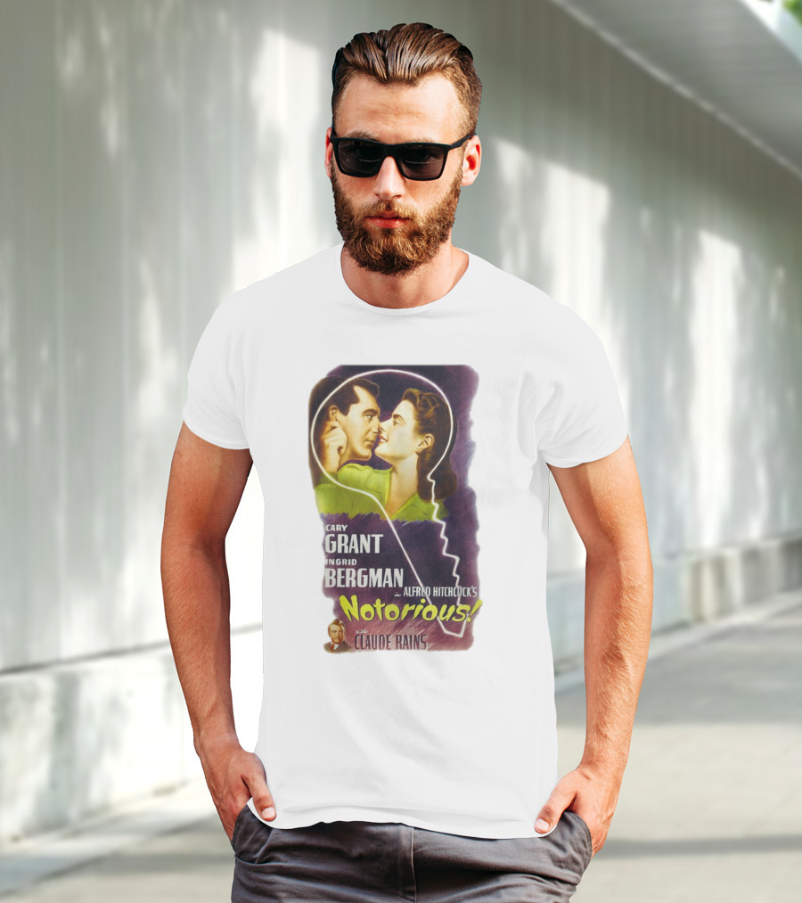 Cary Grant Ingrid Bergman In Alfred Hitchcock's Notorious With Claude Rains T-Shirt