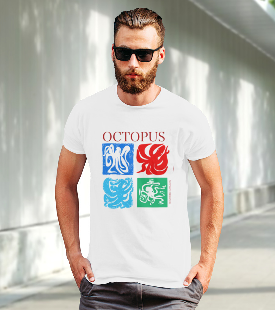 Octopus NewtonFaulkner Four Colored Abstract Squares T-Shirt