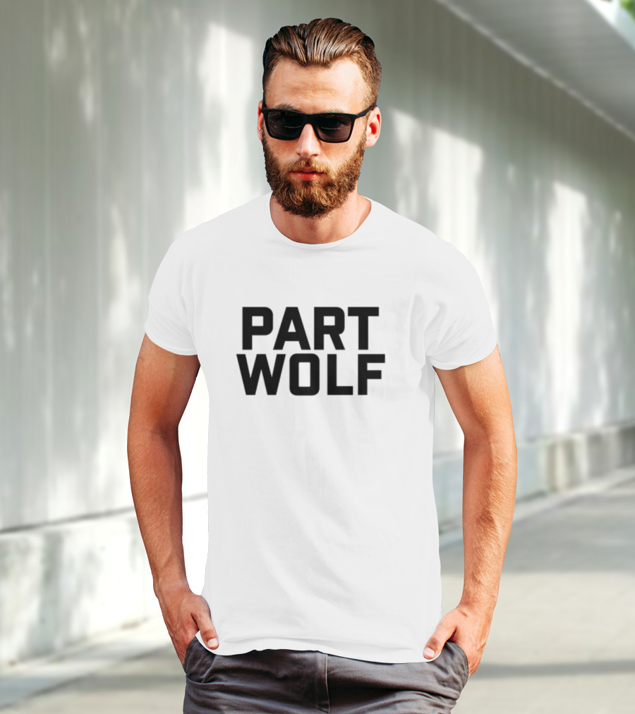 Part Wolf Intricate Howling Wolf In Geometric Moon Design T-Shirt