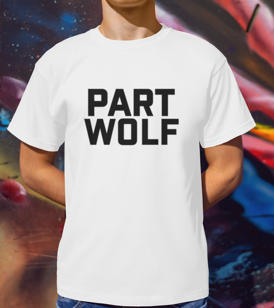 Part Wolf Intricate Howling Wolf In Geometric Moon Design T-Shirt