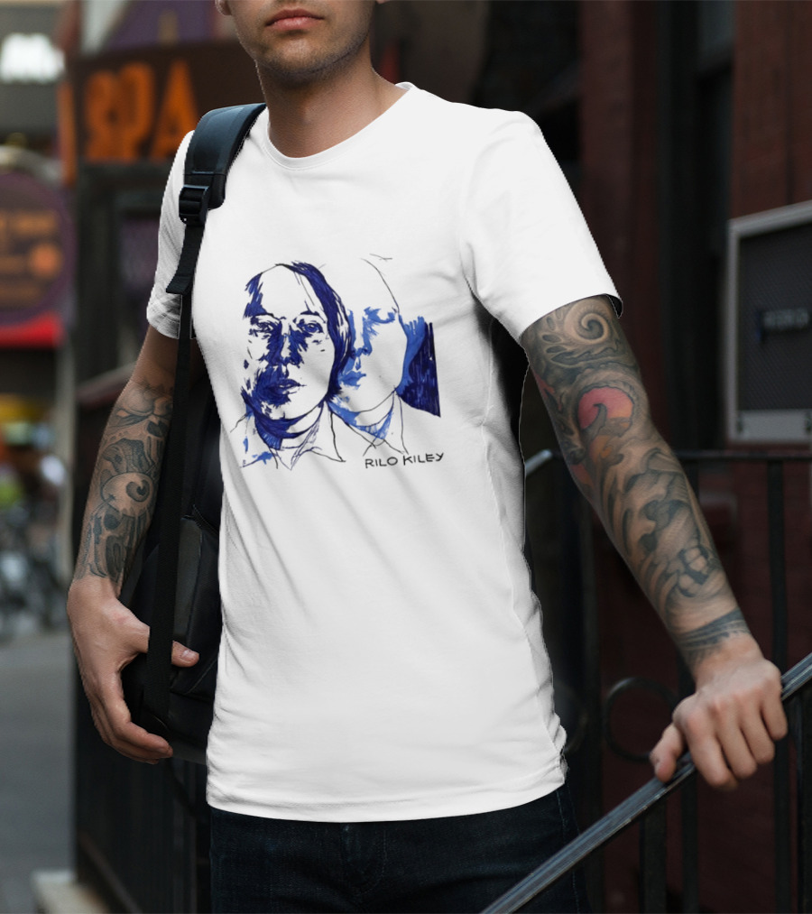 Rilo Kiley Execution Blue Sketch Faces T-Shirt