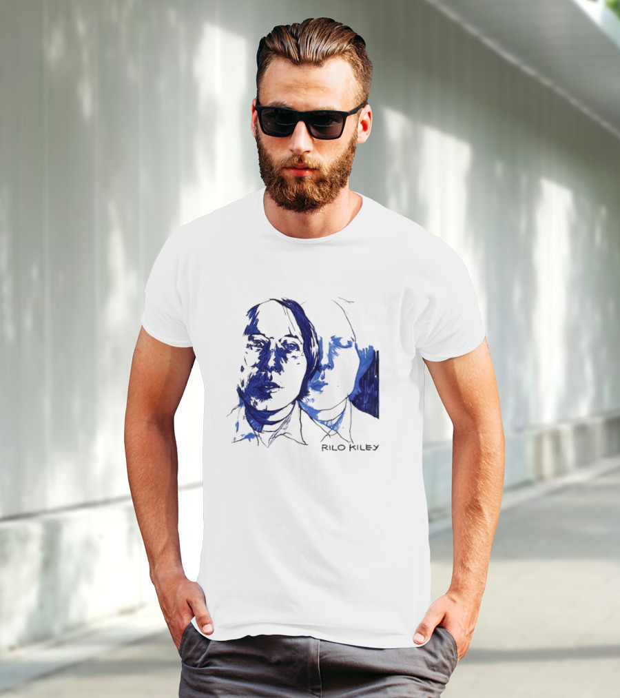 Rilo Kiley Execution Blue Sketch Faces T-Shirt