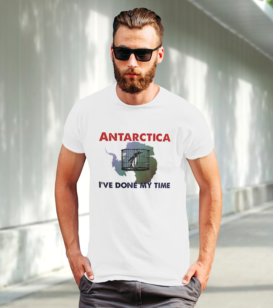 Antarctica I’ve Done My Time Penguin Jail Map T-Shirt